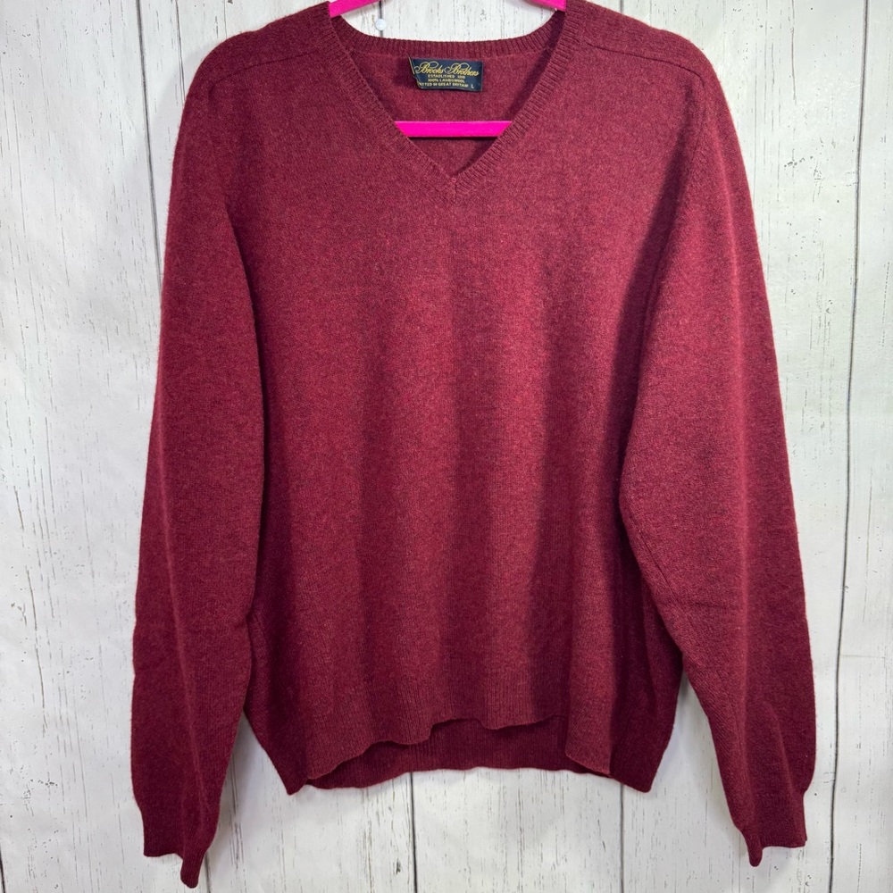 Vintage Brooks Brothers Lambswool Sweater Burgundy Red L Old Money Academia Knit